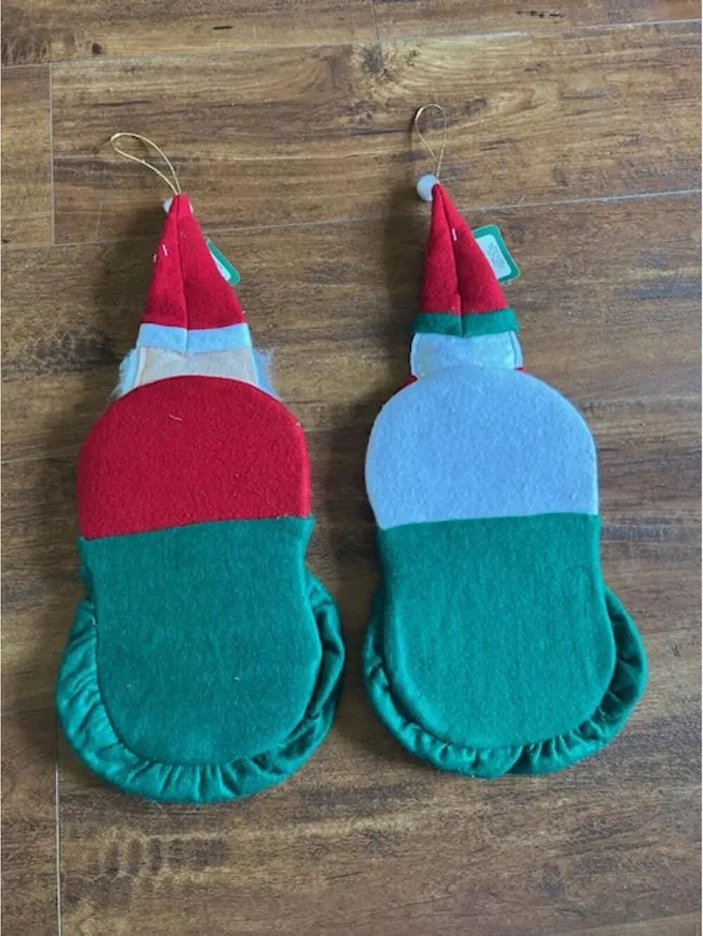 Set of 2 Christmas Santa and Snowman Hanging Decorations with Pockets